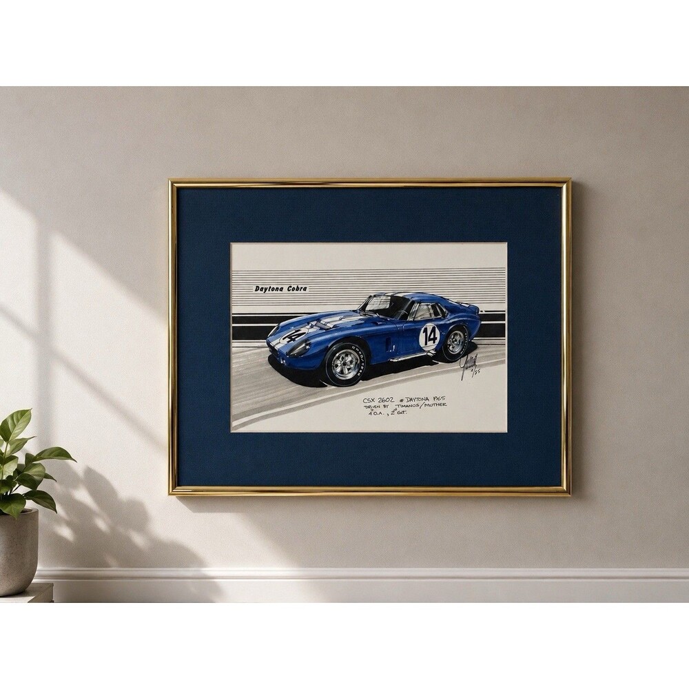 Ed Gullett Daytona Cobra At Daytona 1965 Automotive Art Framed Signed Print 5/85